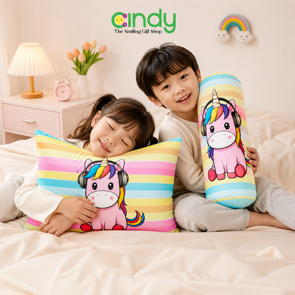 Cindy Bantal Boneka Unicorn Set Guling Boneka Unicorn Pelangi Bantal Anak Plush Lembut Kado Anak