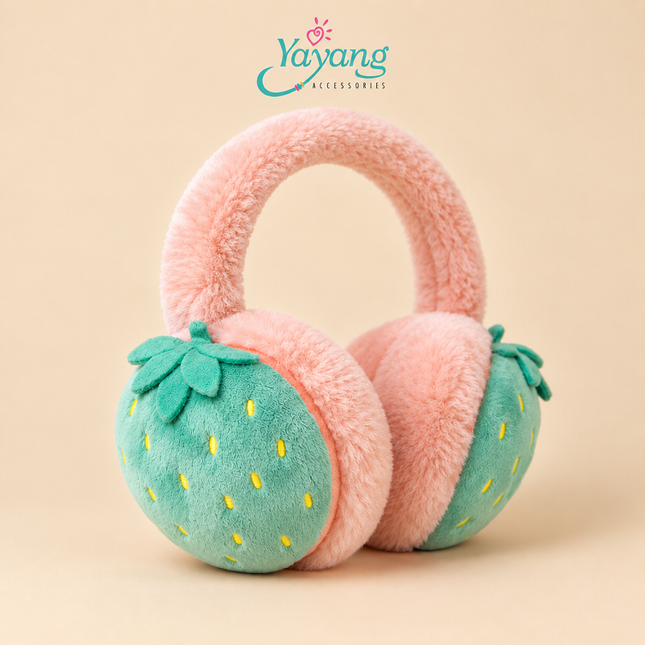 YAYANG Earmuff Anak Penutup Telinga Bulu Lembut Anti Dingin Motif Buah Lucu