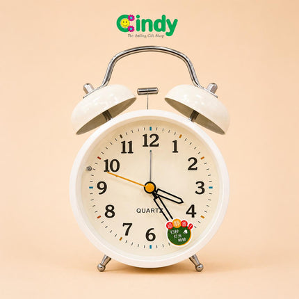 Cindy Jam Alarm Analog Meja Classic Vintage Bunyi Nyaring Quartz Minimalis Kamar Tidur