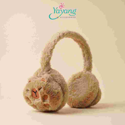 Yayang Earmuff Capybara Anak Plush Bulu Lembut Penutup Telinga Hangat Karakter Capybara Lucu Penghangat Telinga