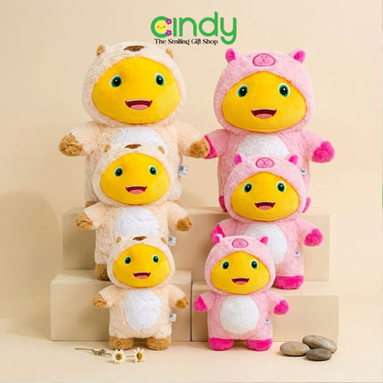 Cindy Boneka Nailong Costume Animals Hoodie Mainan Mewah Costume Changing Lucu Lembut Karakter Dino Kuning