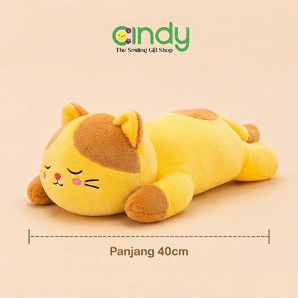 Cindy Boneka Bantal Guling Kucing Tidur Laying Cat Soft Plushie Empuk