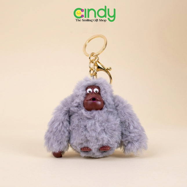 Cindy Bag Charm Gantungan Kunci Boneka Monyet Kipling Bulu Halus Fluffy Keyring Gold