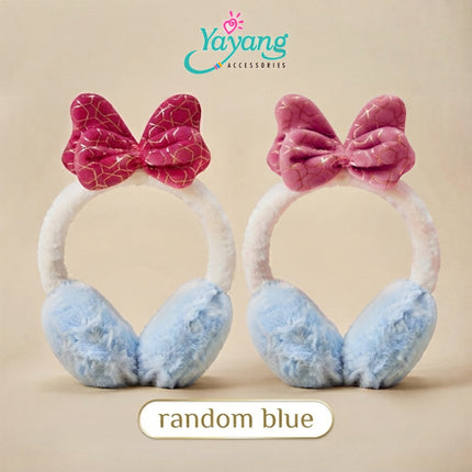 Yayang Earmuff Penutup Telinga Anti Dingin Bulu Halus Aksen Pita Motif
