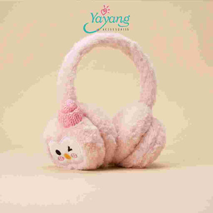 Yayang Earmuff Anak Karakter Penguin Plush Bulu Lembut Penutup Telinga Hangat Lucu Aksesoris Anak Perempuan