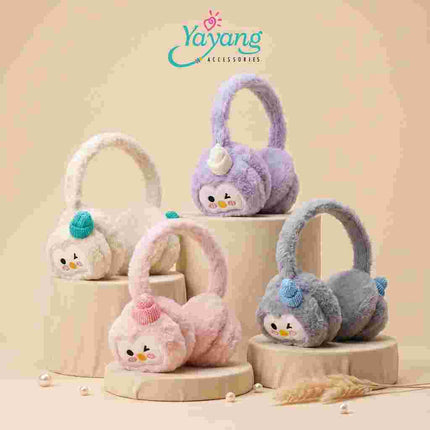 Yayang Earmuff Anak Karakter Penguin Plush Bulu Lembut Penutup Telinga Hangat Lucu Aksesoris Anak Perempuan