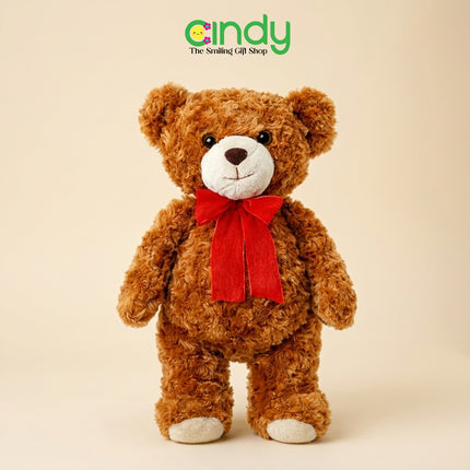 Cindy Teddy Bear Emely Plush Toy – Mainan Boneka Beruang Lembut Pita Merah untuk Hadiah Spesial