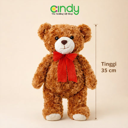 Cindy Teddy Bear Emely Plush Toy – Mainan Boneka Beruang Lembut Pita Merah untuk Hadiah Spesial