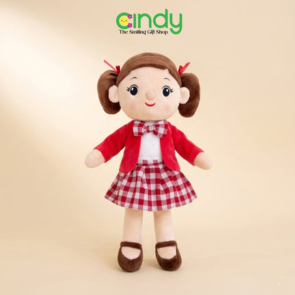 CINDY Boneka Andien Girl Lucu Rok Kotak – Soft Plush Lembut Mainan Anak Perempuan Kado Ulang Tahun