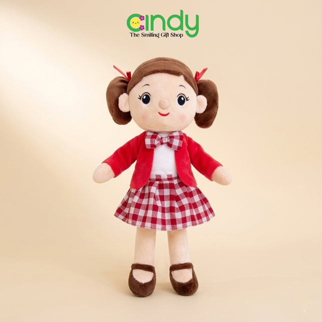 CINDY Boneka Andien Girl Lucu Rok Kotak – Soft Plush Lembut Mainan Anak Perempuan Kado Ulang Tahun