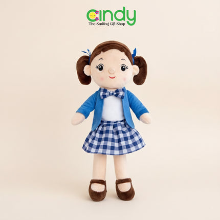 CINDY Boneka Andien Girl Lucu Rok Kotak – Soft Plush Lembut Mainan Anak Perempuan Kado Ulang Tahun