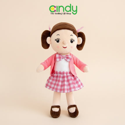 CINDY Boneka Andien Girl Lucu Rok Kotak – Soft Plush Lembut Mainan Anak Perempuan Kado Ulang Tahun