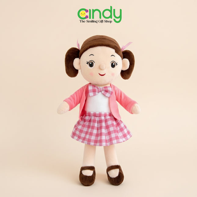 Cindy Boneka Karakter Andien Anak Perempuan Seragam Sekolah Plaid Skirt Soft Plushie