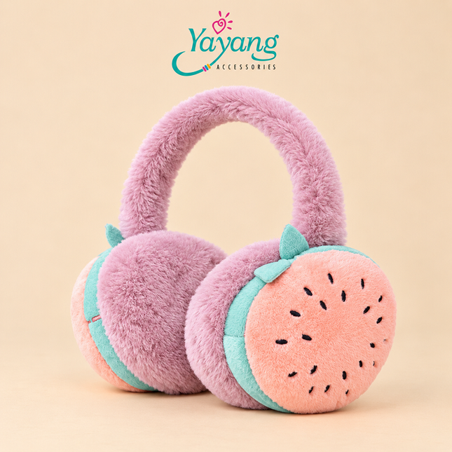 YAYANG Earmuff Anak Penutup Telinga Bulu Lembut Anti Dingin Motif Buah Lucu