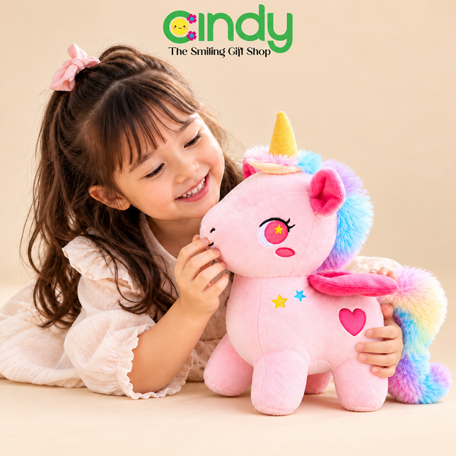 Cindy Boneka Stary Unicorn Pink Love Mainan Boneka Karakter Kuda Poni Tanduk Lucu