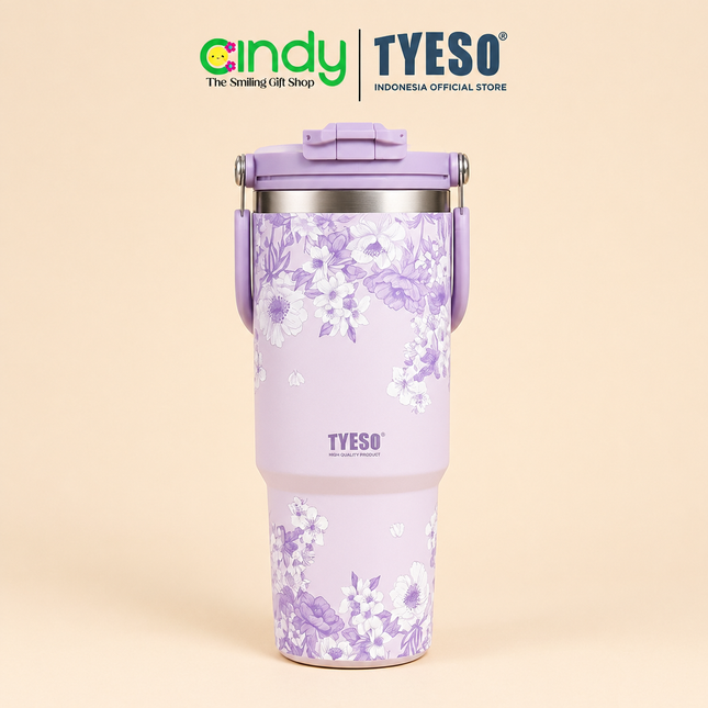 Cindy x Tyeso - Tumbler Flora Series Collection Insulated Soft Pink Stainless Steel TS01024 900ML