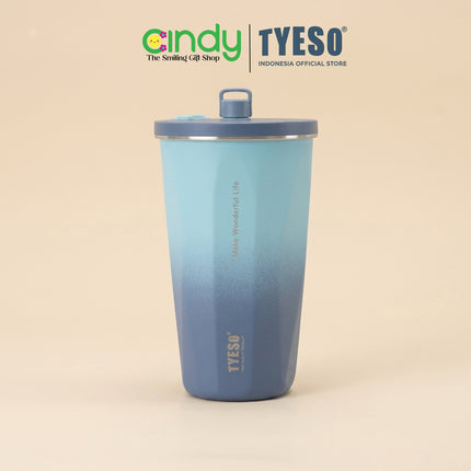 Tyeso Tumbler Gelas Kopi Gradasi Portable 600ml Stainless Steel Sedotan TS-8848 Original