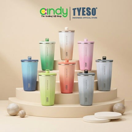 Tyeso Tumbler Gelas Kopi Gradasi Portable 600ml Stainless Steel Sedotan TS-8848 Original