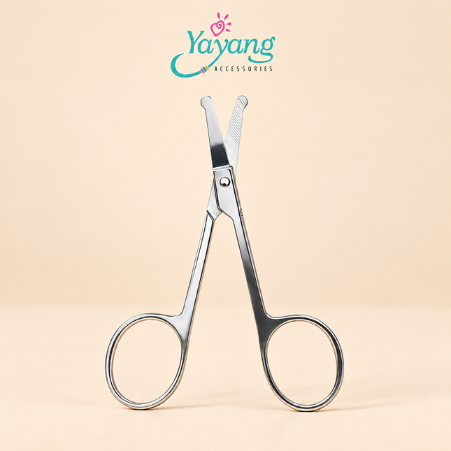 Yayang Gunting Bulu Hidung Stainless Steel Ujung Bulat Bahan Stainless Steel Nose Hair Scissors Alat Grooming Pria Wanita