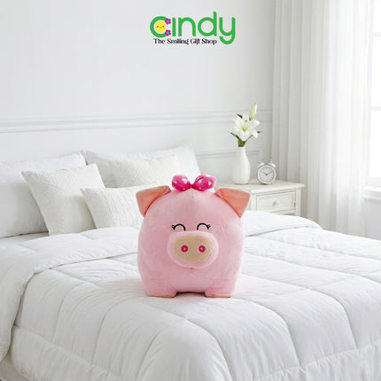 Cindy Pig Plush Toy Pink Lucu Lembut – Boneka Babi Pita Imut untuk Kado & Mainan Anak
