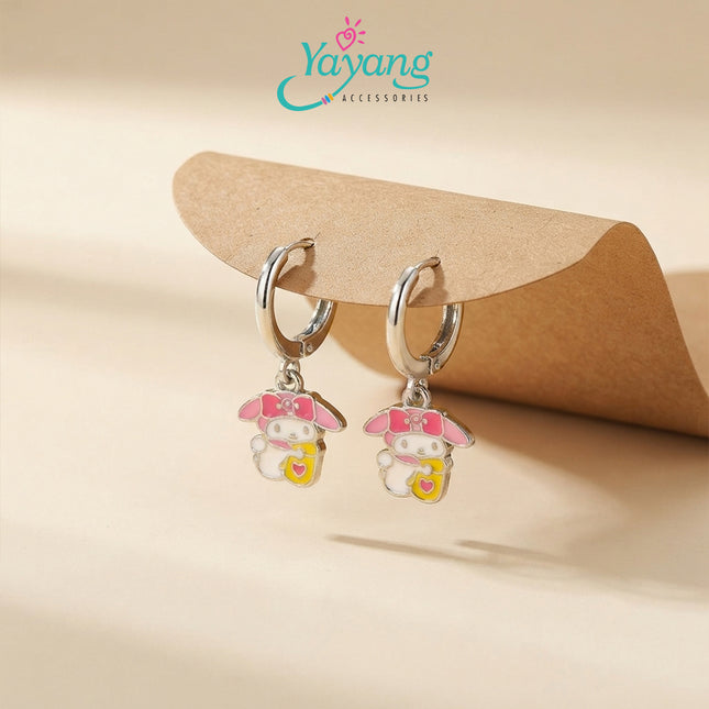 Yayang Anting Ring Anak & Remaja Charm Enamel Sanrio My Melody Cinnamoroll Huggie Earrings