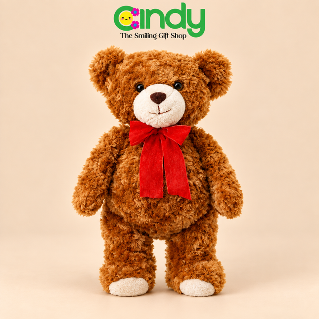 Cindy Boneka Teddy Bear Coklat Pita Lucu 35cm – Boneka Beruang Plush Lembut untuk Anak, Kado Ulang Tahun & Hadiah