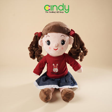 Cindy Boneka Happy Girl 45cm Boneka Anak Perempuan Lucu Plush Doll Empuk Hadiah Ulang Tahun Anak