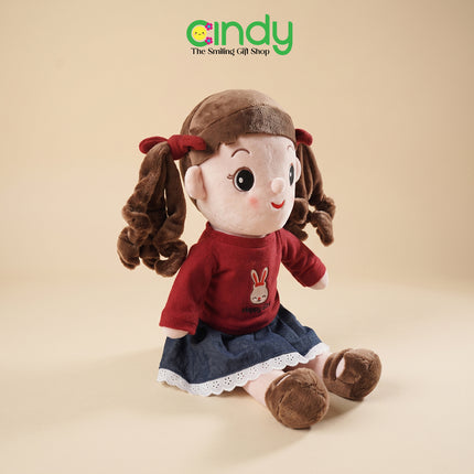 Cindy Boneka Happy Girl 45cm Boneka Anak Perempuan Lucu Plush Doll Empuk Hadiah Ulang Tahun Anak