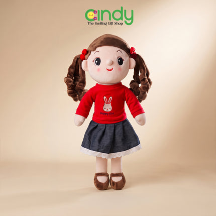 Cindy Boneka Happy Girl 45cm Boneka Anak Perempuan Lucu Plush Doll Empuk Hadiah Ulang Tahun Anak