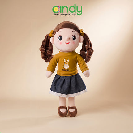 Cindy Boneka Happy Girl 45cm Boneka Anak Perempuan Lucu Plush Doll Empuk Hadiah Ulang Tahun Anak