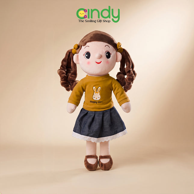 Cindy Boneka Happy Girl 45cm Boneka Anak Perempuan Lucu Plush Doll Empuk Hadiah Ulang Tahun Anak