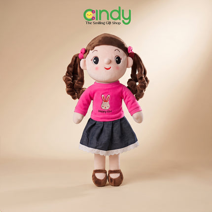 Cindy Boneka Happy Girl 45cm Boneka Anak Perempuan Lucu Plush Doll Empuk Hadiah Ulang Tahun Anak