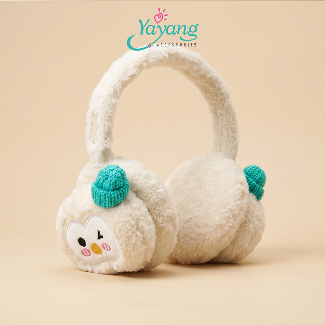 Yayang Earmuff Bulu Anak Penutup Telinga Karakter Cute Penguin Aksen Topi Kupluk Rajut