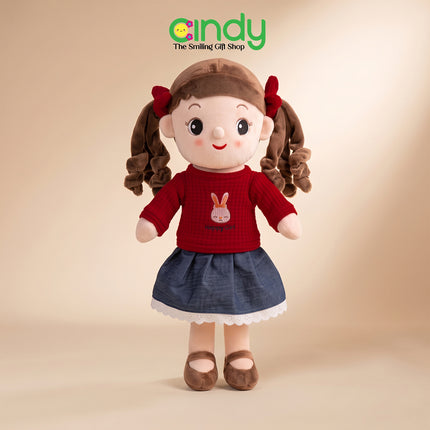 Cindy Boneka Happy Girl 45cm Boneka Anak Perempuan Lucu Plush Doll Empuk Hadiah Ulang Tahun Anak