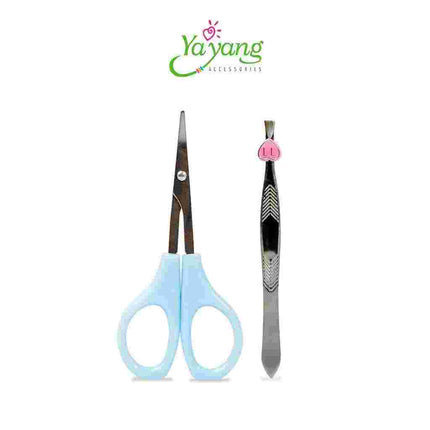 YAYANG Gunting + Pinset Alis Stainless - Alat Kecantikan Penghilang Bulu Rambut Wanita - NKC0518