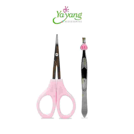 YAYANG Gunting + Pinset Alis Stainless - Alat Kecantikan Penghilang Bulu Rambut Wanita - NKC0518