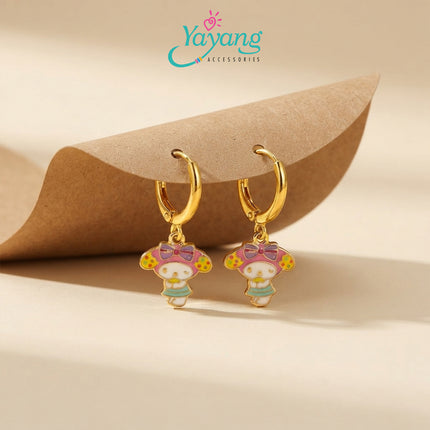 Yayang Anting Ring Anak & Remaja Charm Enamel Sanrio My Melody Cinnamoroll Huggie Earrings