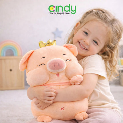 Cindy Boneka Babi Crown Premium 40cm Pig Plush Lucu Lembut Empuk Boneka Anak Kado Ulang Tahun