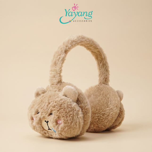 Yayang Earmuff Bulu Anak & Remaja Penutup Telinga Karakter Cute Bear & Capybara Soft Plush