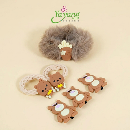 YAYANG Set Jepit & Ikat Rambut Isi 5 PCS Karakter Lucu - Aksesoris Fashion Rambut Anak - NAR0445