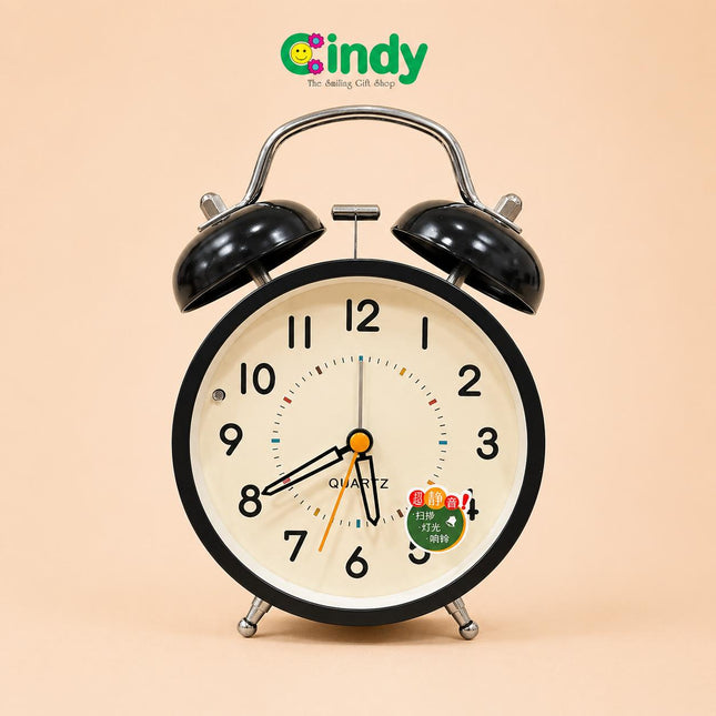 Cindy Jam Alarm Analog Meja Classic Vintage Bunyi Nyaring Quartz Minimalis Kamar Tidur