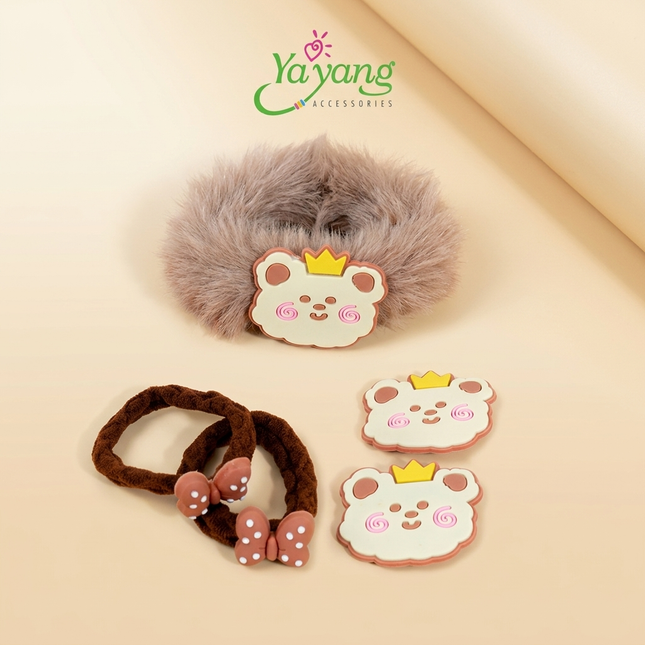 YAYANG Set Jepit & Ikat Rambut Isi 5 PCS Karakter Lucu - Aksesoris Fashion Rambut Anak - NAR0445
