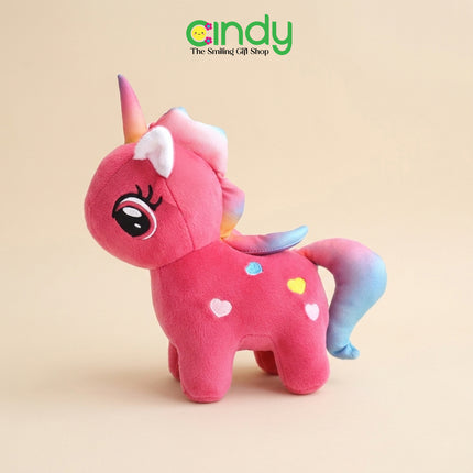 Cindy Boneka Standing Unicorn Rainbow Lucu - Boneka Kuda Poni Soft Plush Premium Hadiah Ulang Tahun