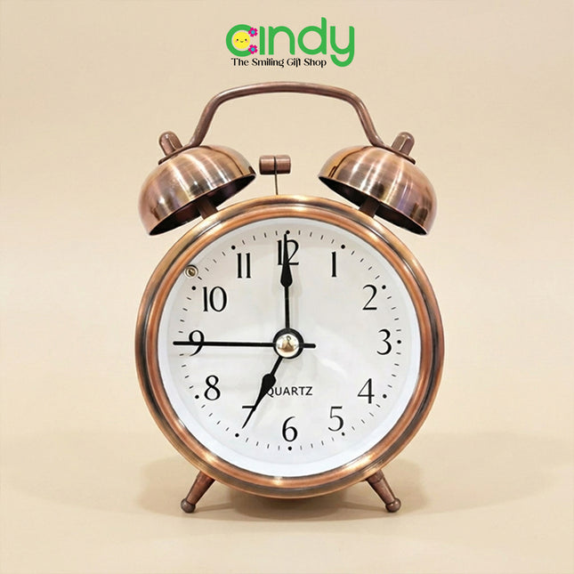 Cindy Jam Beker Alarm Meja Besi Silver Gold XS - Tahan Karat, Bunyi Nyaring, Dekorasi Elegan