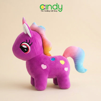Cindy Boneka Standing Unicorn Rainbow Lucu - Boneka Kuda Poni Soft Plush Premium Hadiah Ulang Tahun