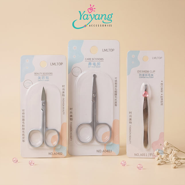 Yayang Set Alat Grooming 3 in 1 Gunting Alis Bulu Hidung & Pinset Stainless Steel