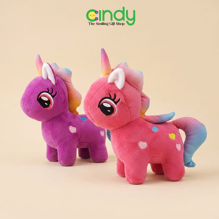 Cindy Boneka Standing Unicorn Rainbow Lucu - Boneka Kuda Poni Soft Plush Premium Hadiah Ulang Tahun