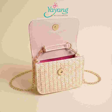 Yayang Tas Selempang Anak Perempuan Model Pita Korea Tas Rajut Mini Sling Bag Anak Lucu Fashion Kekinian
