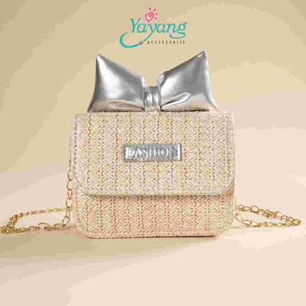Yayang Tas Selempang Anak Perempuan Model Pita Korea Tas Rajut Mini Sling Bag Anak Lucu Fashion Kekinian