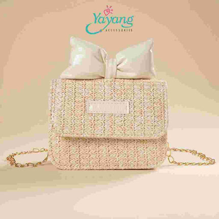 Yayang Tas Selempang Anak Perempuan Model Pita Korea Tas Rajut Mini Sling Bag Anak Lucu Fashion Kekinian